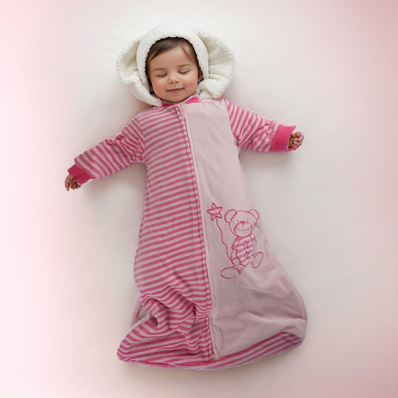 BLOOMSTAR Baby Sleep Sack Long Sleeves (18-36 Months) Cotton Velvet Wearable Blanket with Arms Toddler, 4 Seasons, 3t,Tog 2.0 Warm Soft, Girl Pink Color, 2 way zip S 18-24M - Image 3